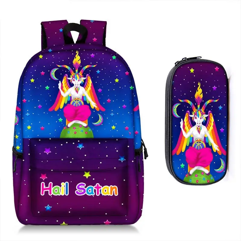 Рюкзак с принтом ведьмы и тыквы на Хэллоуин + сумка для карандашей девочек