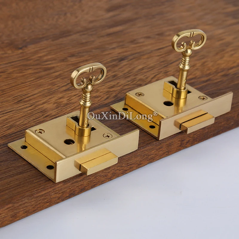 

Retro Vintage 20PCS European Pure Brass Drawer Locks Antique Hidden Cupboard Desk File Cabinet Locks Polishing Furniture Locks