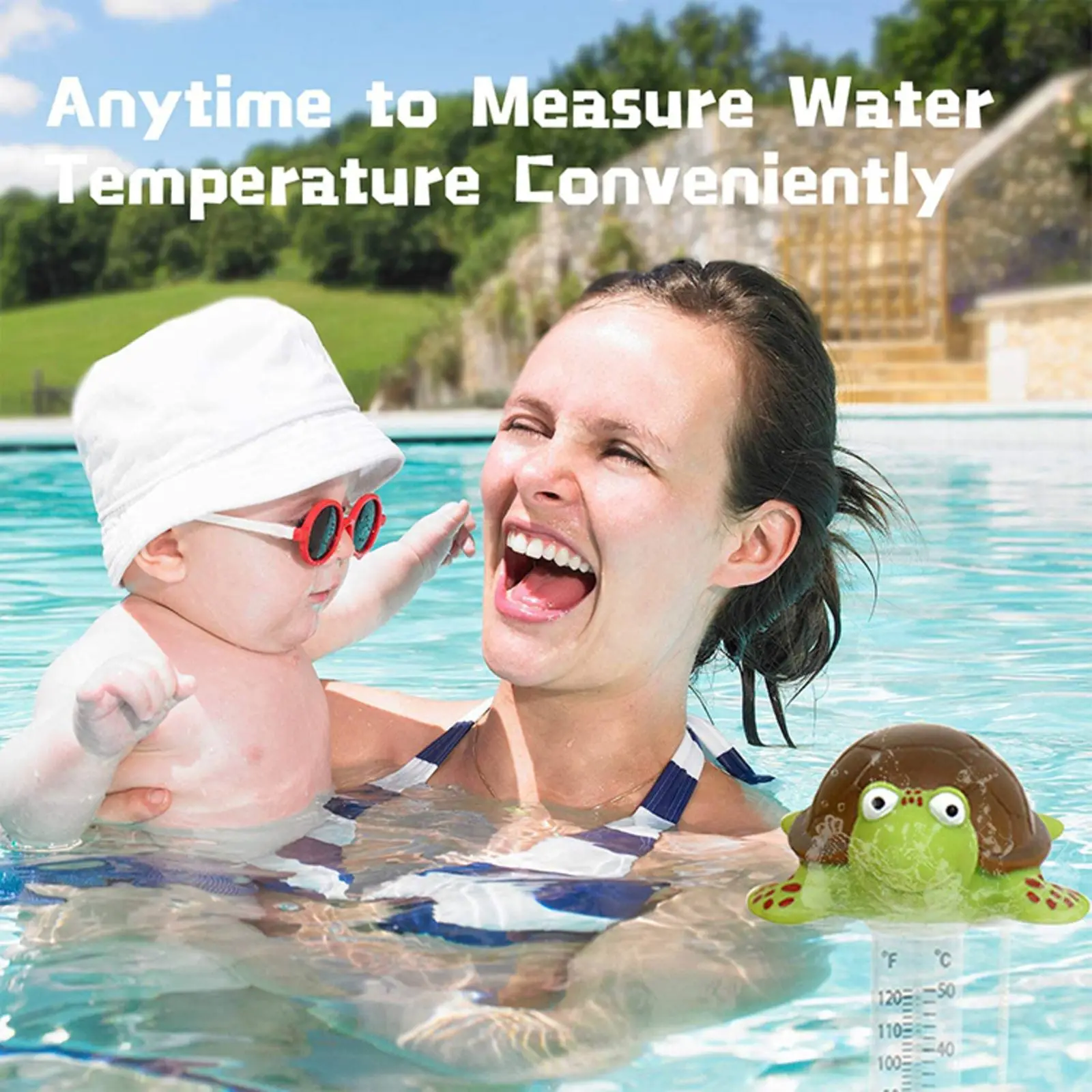 Cartoon Swimming Pool Floating Thermometer Cute Turtle Shape Handheld Bath Thermometers For Spa Pools |