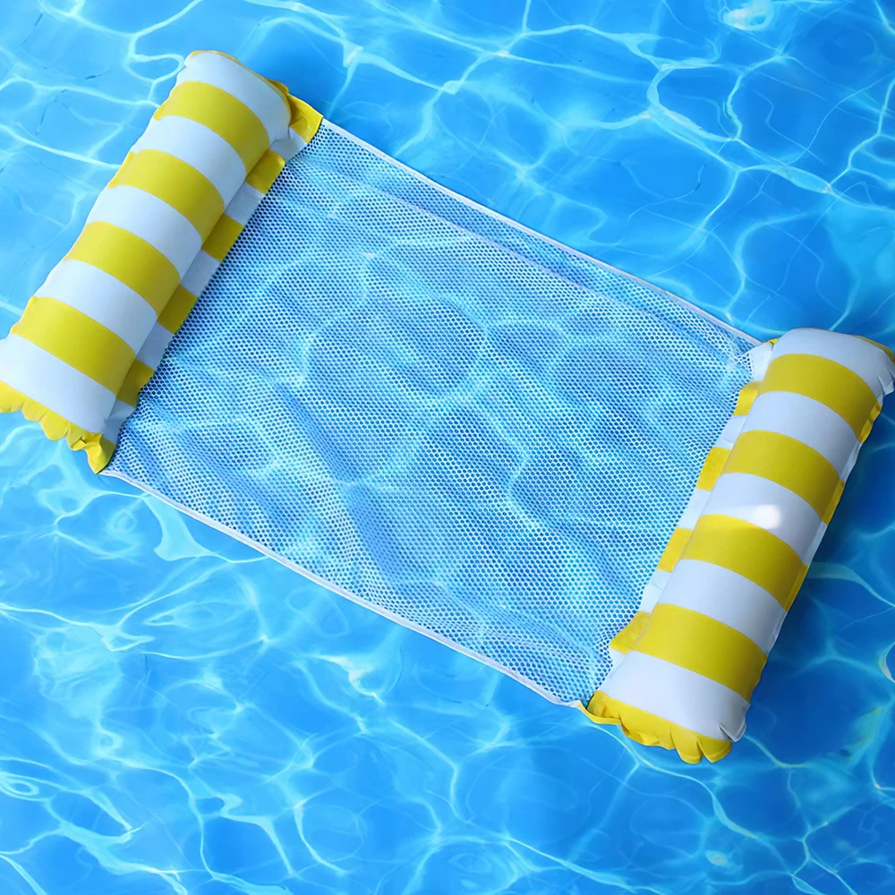 

Inflatable Floating Bed Striped Floating Row Water Recreation Inflatable Lounge Chair Floating Bed Inflatable Hammock With Pump