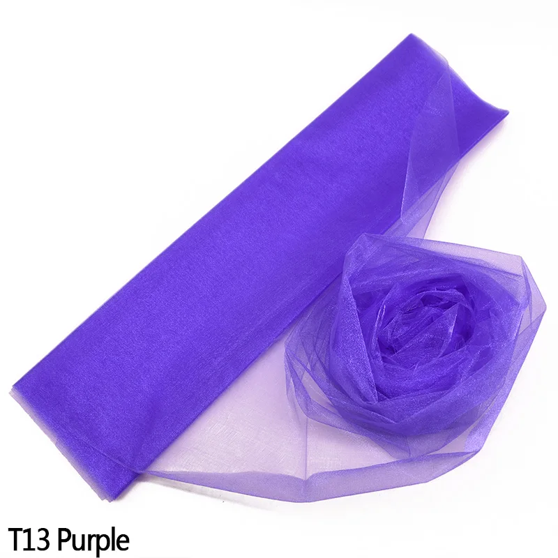 T13 purple 10 м 48/72 см пряжа Тюль рулон органзы из фатина с лентой, для Юбка для стола ткань для малыша День рождения Baby Shower деревенский Свадебные украшения - Цвет: T13 purple