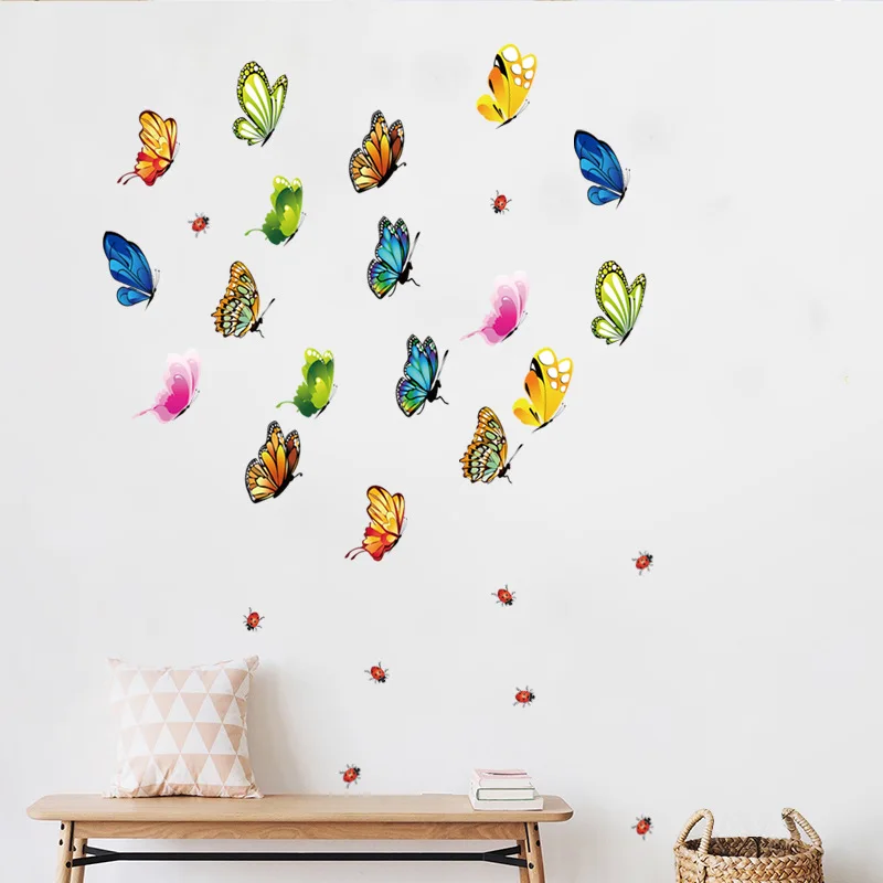 

Butterfly Wall Stickers Home Decor Kids Room Decoration DIY Art Wall Decals Kitchen Bathroom Living Room Wedding Adhesive Small