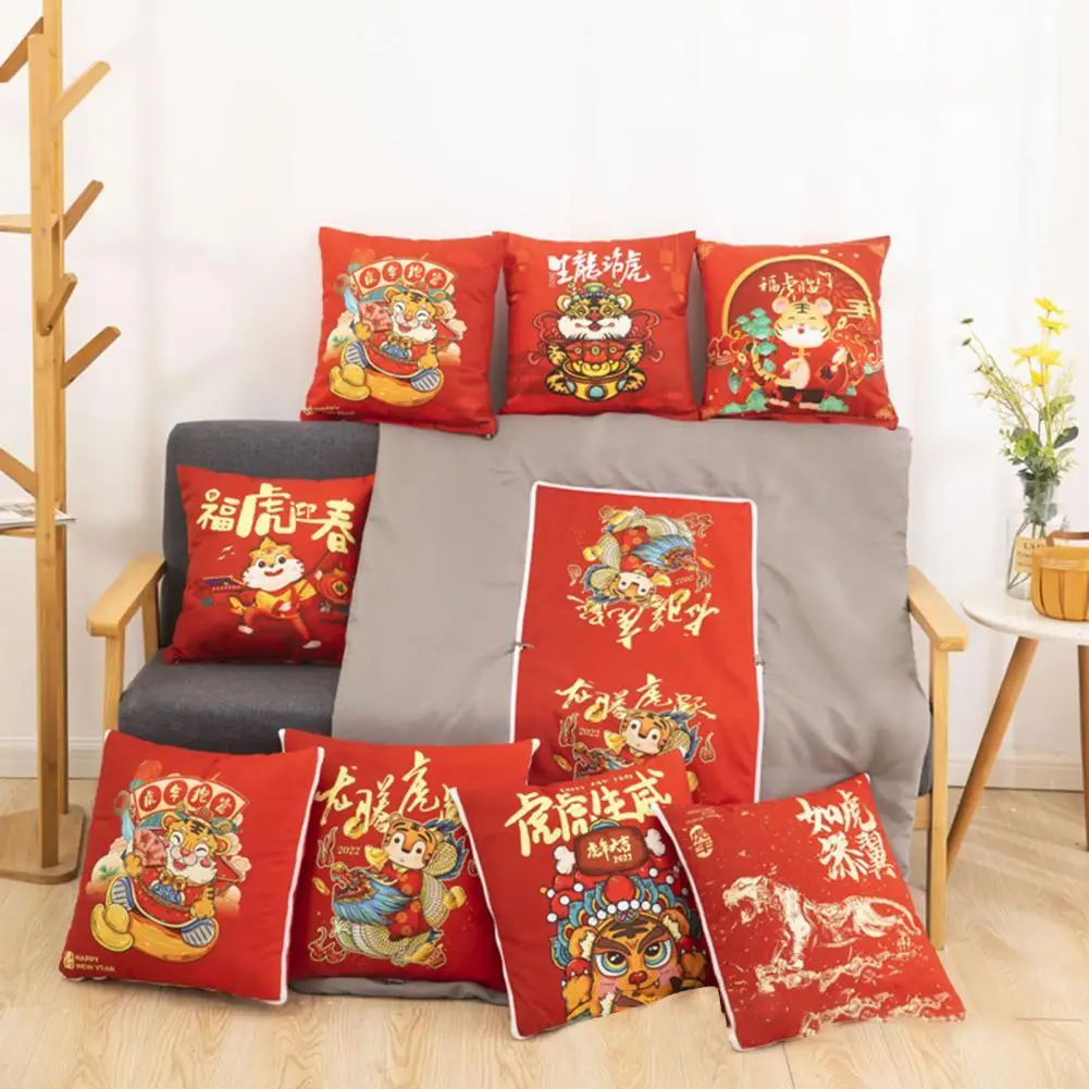 

Exquisite 2022 Pillow Slip Case Detachable Pillow Cover Add Atmospheres Plush Tiger Pattern 2022 Pillow Case for Daily Life