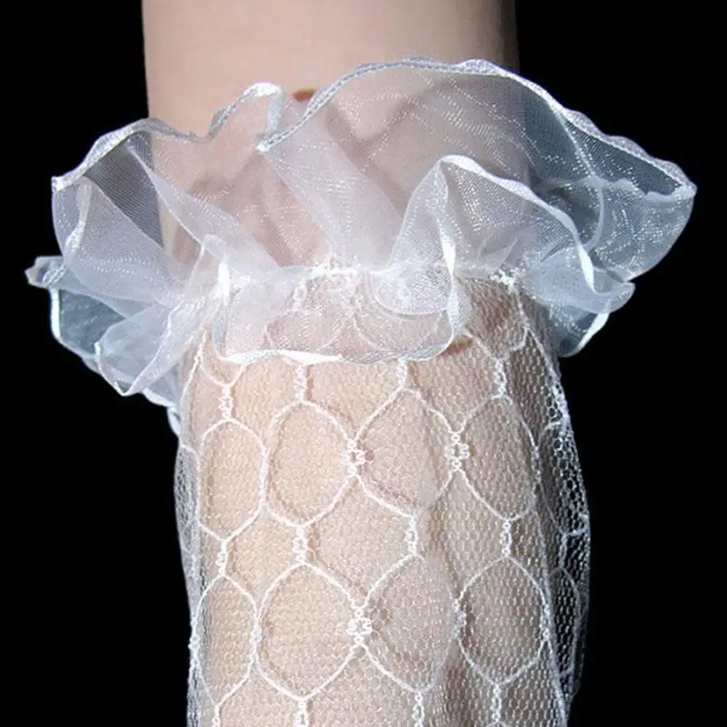 

Sweet Embroidery Floral Lace Long Gloves Sheer Mesh Wedding Gloves Mittens Mesh Lace Bridal Prom E2X9