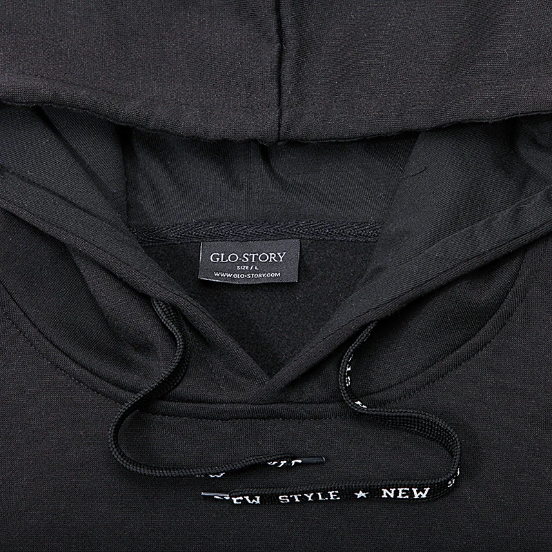 GLO-STORY 2020 Весна Мужская мода Лоскутные толстовки с длинным рукавом карман уличная