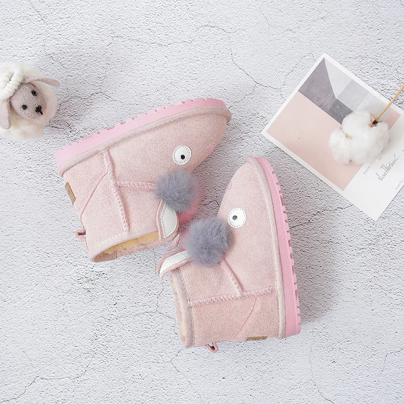 Dolakids/зимние детские сапоги с рисунками животных; кожаные сапоги для мальчиков и девочек; утолщенная теплая детская обувь с хлопковой подкладкой