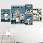 Настенный плакат в виде черной кошки, акулы, кролика, животных