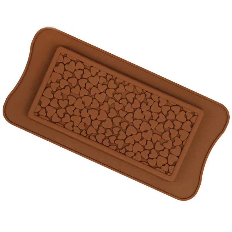 

100pcs Silicone Chocolate Bar Mold Love Heart Food Grade Silicone Non-stick Baking For Chocolate Candy Cake Decoration