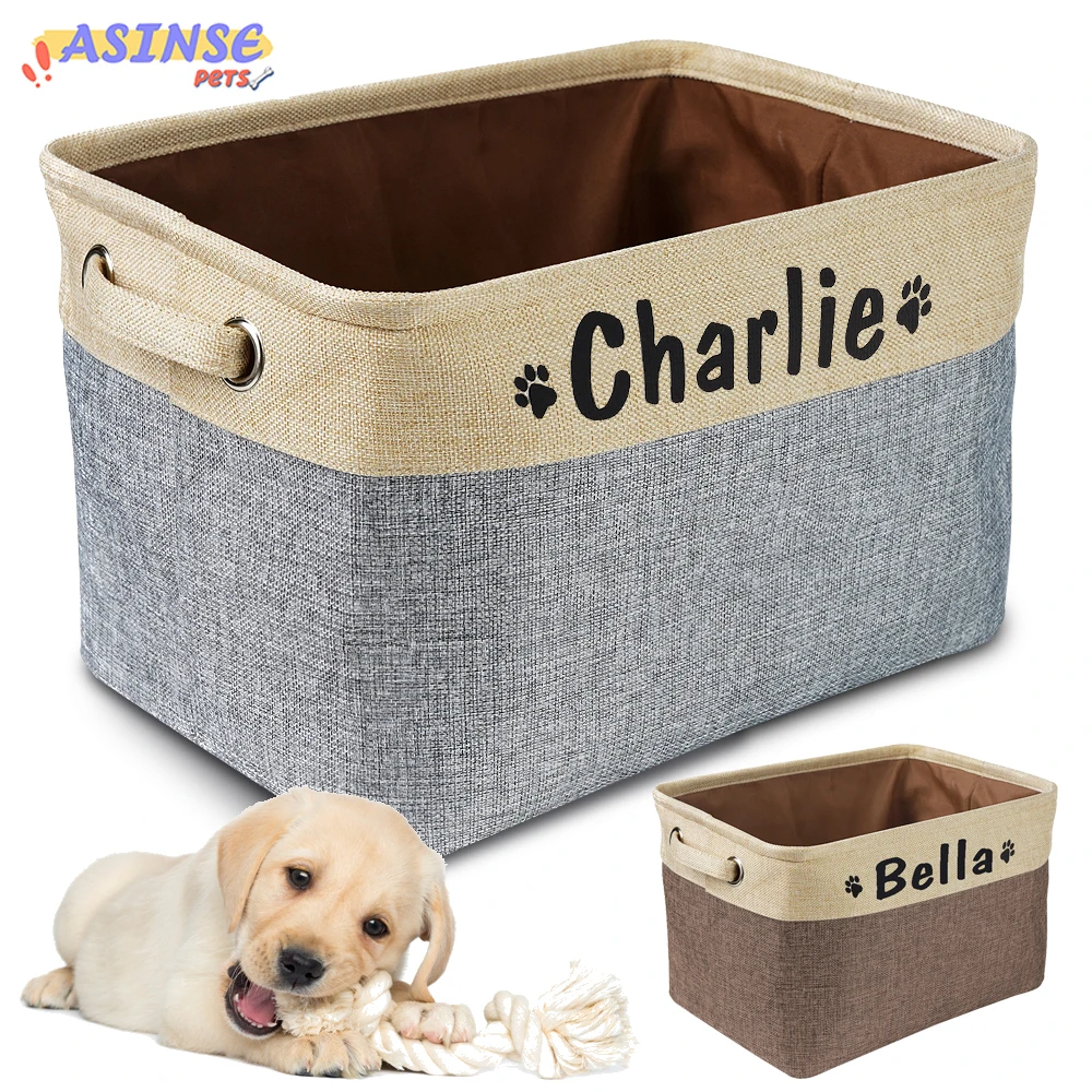 Персонализированная корзина для хранения игрушек собак Холщовая Сумка складная