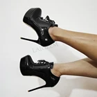 Женские ботильоны на платформе SEIIHEM, блестящие ботинки на шнуровке, ботинки на высоком каблуке, ботинки для вечеринок, большие размеры 44, 50, 52