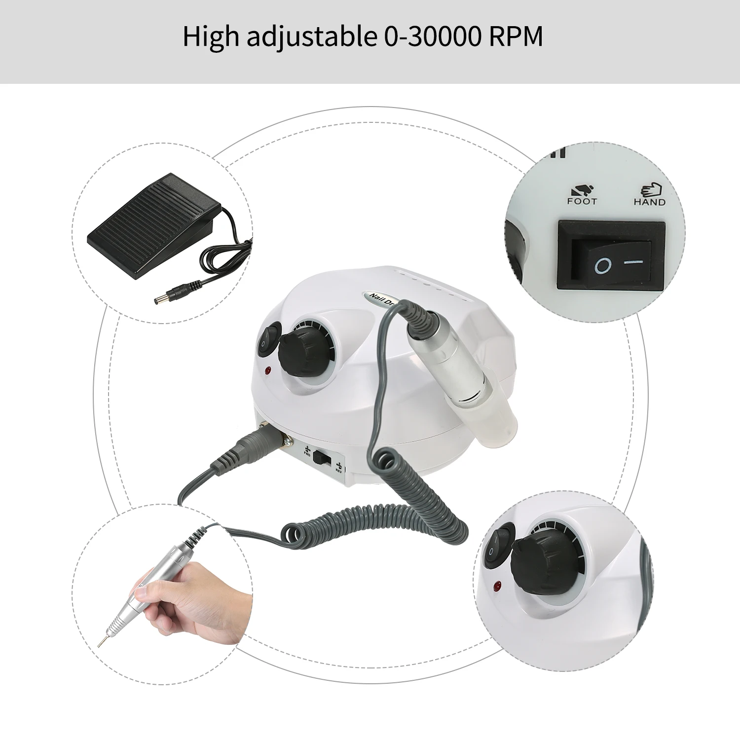 Электрическая машинка для маникюра и педикюра 30000/20000 об./мин.|Точильные камни| |