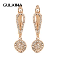 gulkina 585 rose gold earings 2021 natural zircon long tassel dangle earrings bridal wedding jewelry