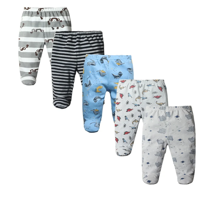 Pantalones de algod&oacute;n suave para beb&eacute; reci&eacute;n nacido, pantal&oacute;n de dibujos animados, para las cuatro estaciones, a rayas, de 0 a 12 meses, 3/4/5 unids/lote-3