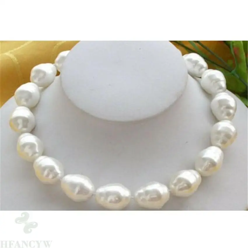 

Huge Large 20mm South Sea White Baroque shell Pearl Necklace 18" Hang Women Real Diy