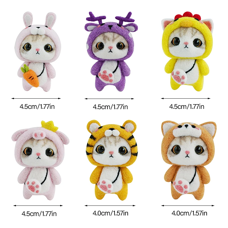 RORGETO Cute Cat Wool Felt Doll Craft DIY Non Finished Poked Set Handcraft Kit Needle Felting Toy Keychain Material Pack | Дом и сад