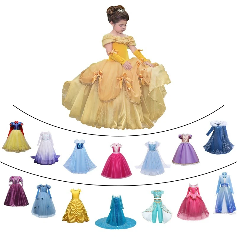 

Девочки красота и с рисунком из мультфильма «Красавица и Чудовище» нарядное платье для взрослых и детей Хэллоуин вечерние платье принцессы...