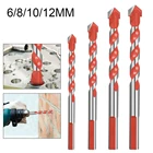 Многофункциональные сверла, керамические, стеклянные сверла, рабочий инструмент для отверстий, 681012 мм, ручные инструменты, сверло Overlord с треугольным хвостовиком