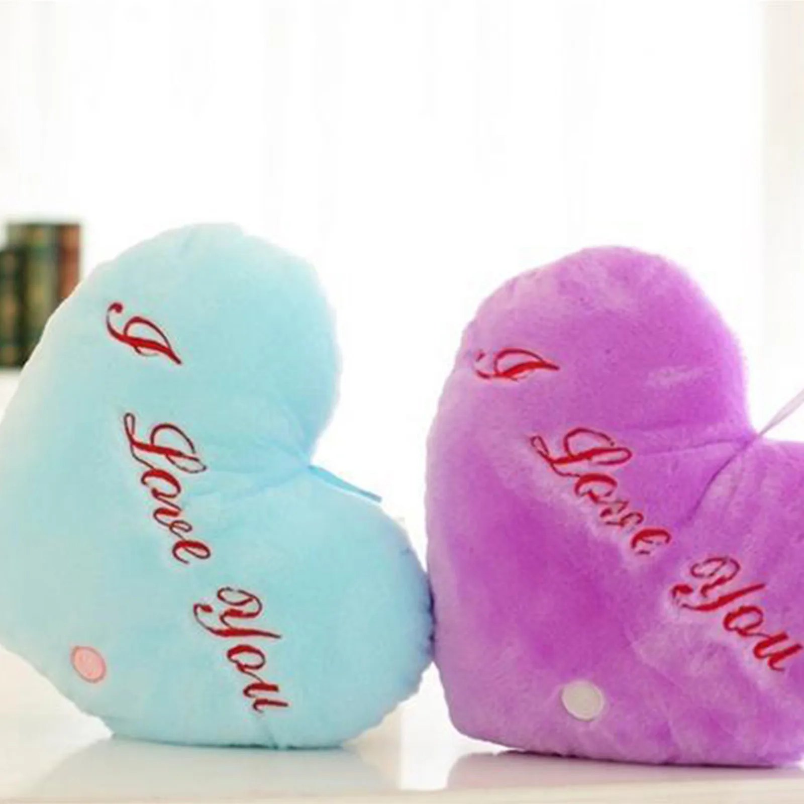 

Colorful Heart Luminous Glowing Pillow Soft Plush Children Cute Plush Toy Doll Pillow Love Plush Toy For Valentine's Day Gift