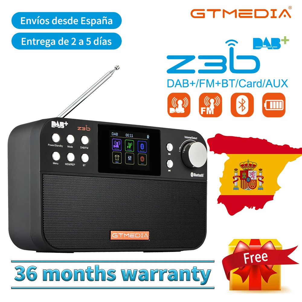 

Портативный радиоприемник GTMEDIA Z3B, стерео RDS многополосный динамик с ЖК-дисплеем и будильником, поддержка карт Micro SD и TF