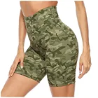 Женские шорты для занятий йогой, с высокой талией и принтом, с 2 потайными карманами, обтягивающие, летние, домашние, спортивные, дышащие, Леггинсы для йоги, @ 40