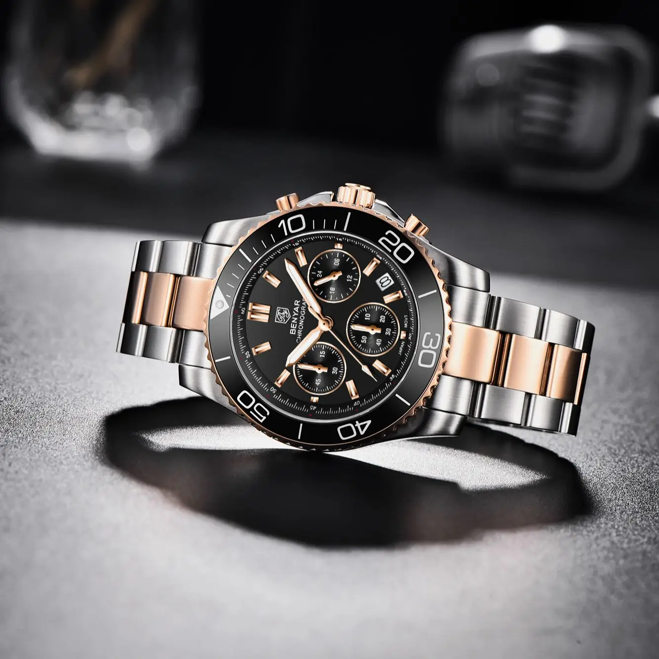 BENYAR New Men's Fashion Sports Multifunctional Timing Code Meter Luxury Quartz Watch Stainless Steel Automatic Waterproof Clock enlarge
