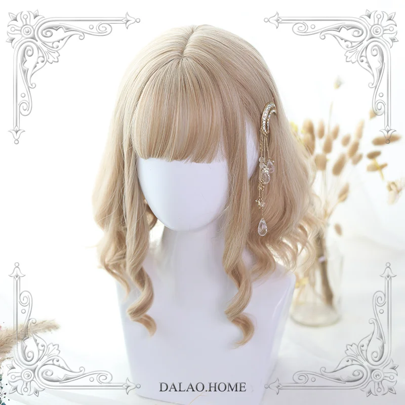 

High Quality Harajuku Soft Girl Lolita Short Hair Roman Volume Practice Walnut Wig Costume Party