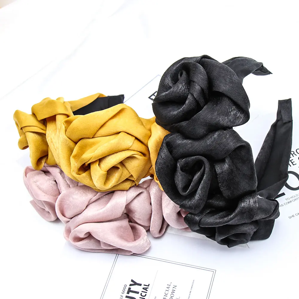 Женский обруч для волос с розами Faille ручной работы крупными шелковыми цветами и