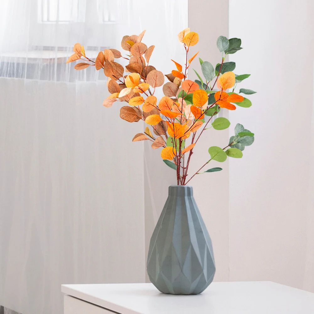 

Home Decoration Artificial Flowers Fake Plants 90cm Vivid Simulation 5 Forks Wall Decorative Eucalyptus Money Leaf