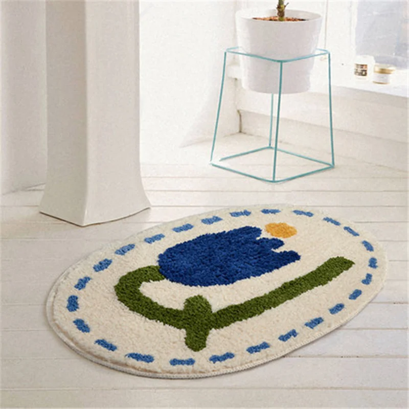 

Chic Home Tulip Bathroom Rug Floral Entrance Carpet Area Rugs Floor Pad Tub Side Mats Nordic Welcome Doormat Room Decor Gifts