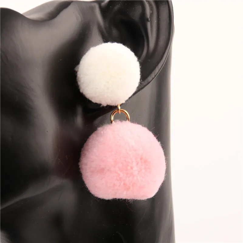 1 пара разноцветных небольших и больших помпонов серьги для женщин аксессуары