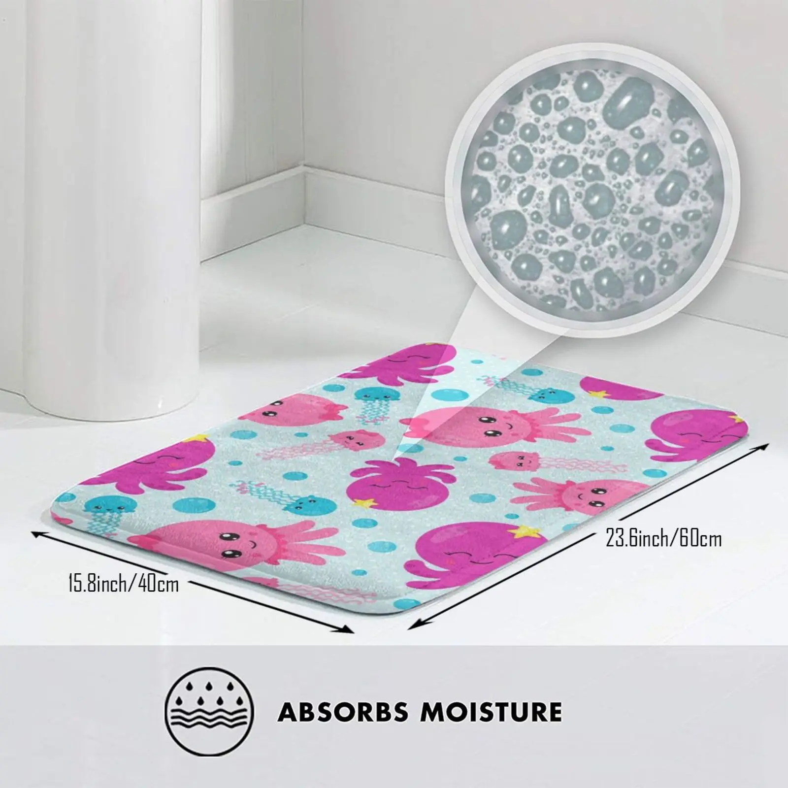 Милый розовый и синий коврик в виде осьминога подушка Мягкий Нескользящий