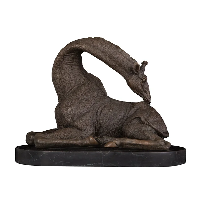 Лежа Жираф бронзовая статуя скульптура дикая природа животное Статуэтка