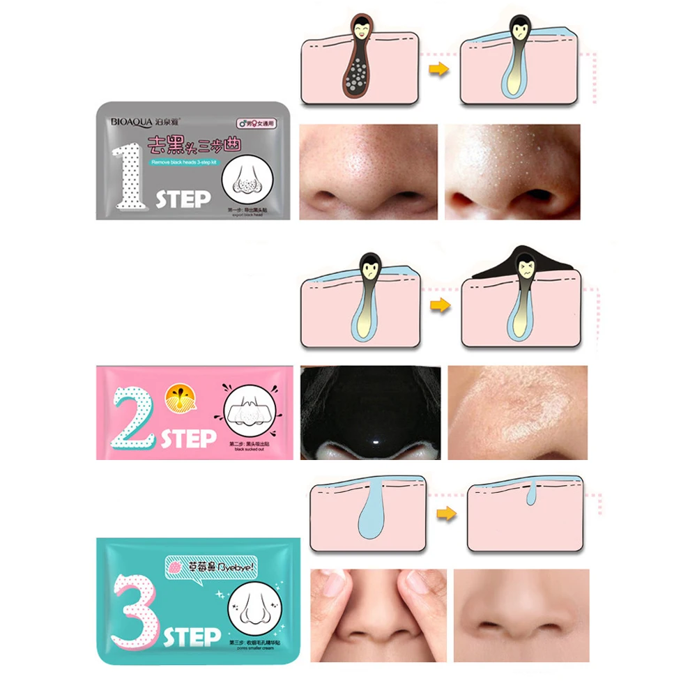 

1Pc BIOAQUA Beauty Pig Nose Mask Remove Blackhead Acne Remover Clear Black Head 3 Step Kit Skin Care Nose stick