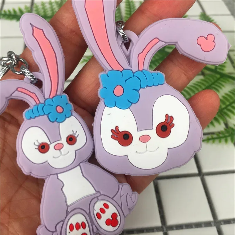 

Cartoon Animal Pattern Pendant Bag Key Chain Purple Rabbit Double Side Cartoon Key Ring Pvc Soft Plastic Accessories SmallGift