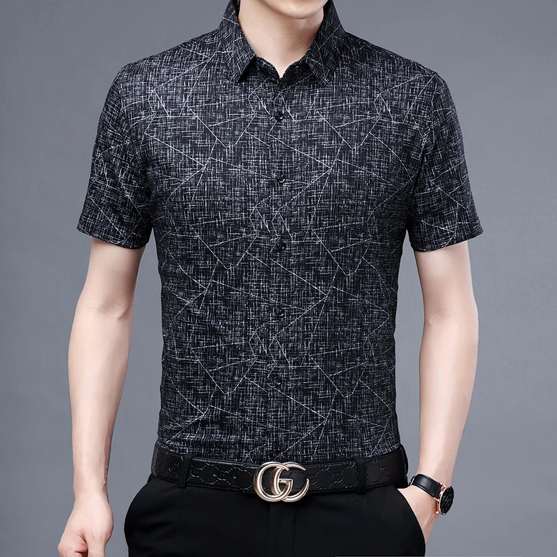 Для мужчин Цветочные Короткие рубашка с рукавами 2021 летние 100% Мерсеризованный