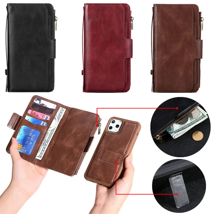 

For iPhone12 11 Pro Max X XS XR 8 Plus Magnetic Leather phone case wallet Card package protective case shockproof