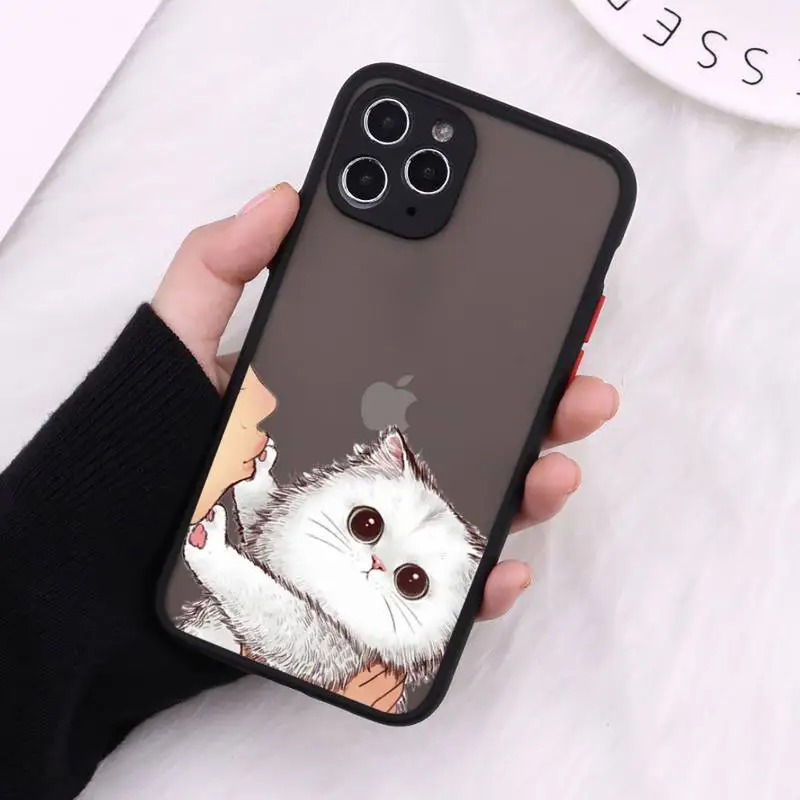 

Don't kiss My Cat Phone Case Matte Transparent for iPhone 7 8 11 12 s mini pro X XS XR MAX Plus cover funda