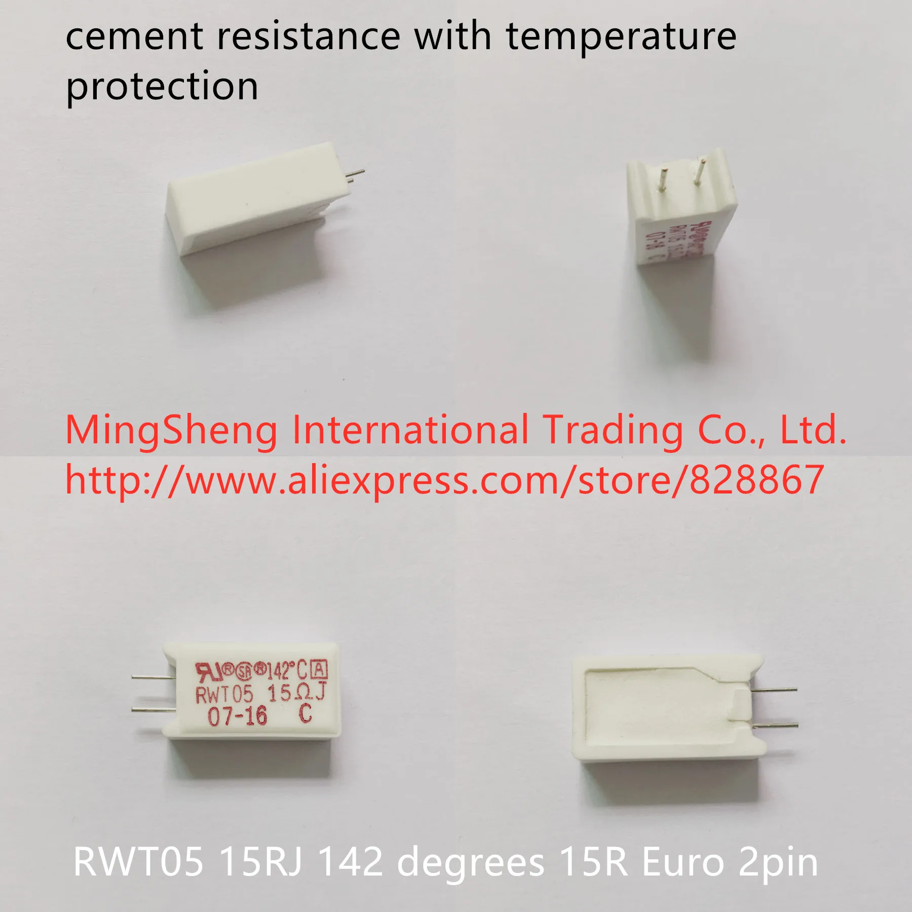 

Original new 100% cement resistance with temperature protection RWT05 15RJ 142 degrees 15R 2pin Inductor