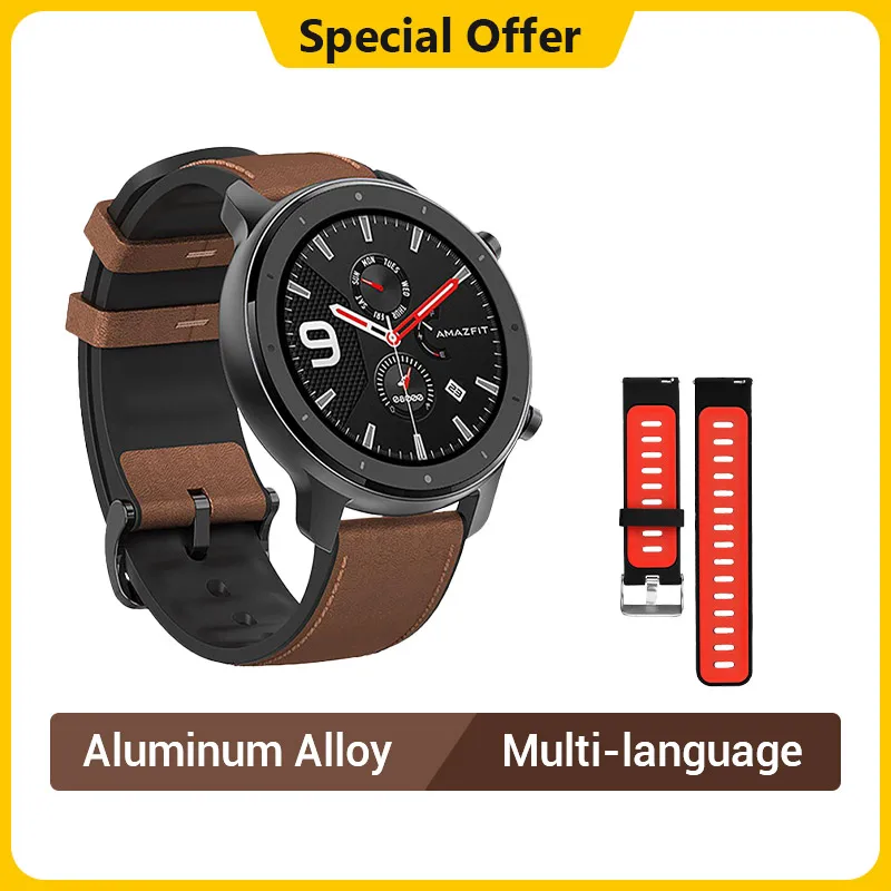 Alu add str Глобальная версия Amazfit GTR 47 мм 42 мм Смарт часы Redmi AirdotsGPS 5ATM водонепроницаемый 24 дня батарея Bluetooth музыка - Цвет: Alu add str