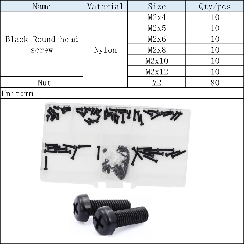 M2 черный нейлоновый круглый Винт с полукруглой головкой пластиковые
