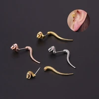 20g stainless steel thin rod snake like ear bone nail tragus cartilage helix screw ball stud earrings body piercing jewelry