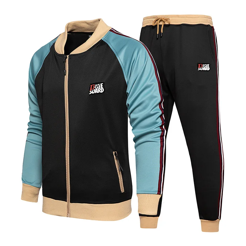 

Mens Tracksuit Set Two Piece Tracksuit Men Sports Wear Fashion Colorblock Jogging Suit Autumn Winter Men Outfits Gym CLothes Men