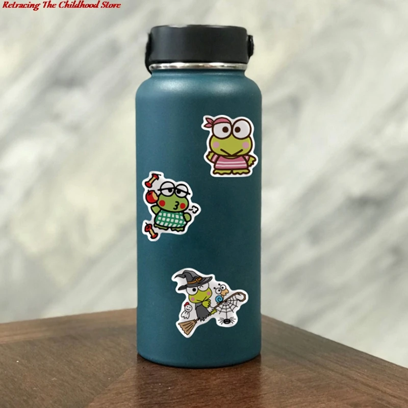 Pegatinas de Keroppi de rana de ojo grande para beb&eacute; y ni&ntilde;o, juguete cl&aacute;sico DIY para bicicleta, equipaje de viaje, guitarra, calcoman&iacute;as de PVC impermeables, 100 Uds.-5