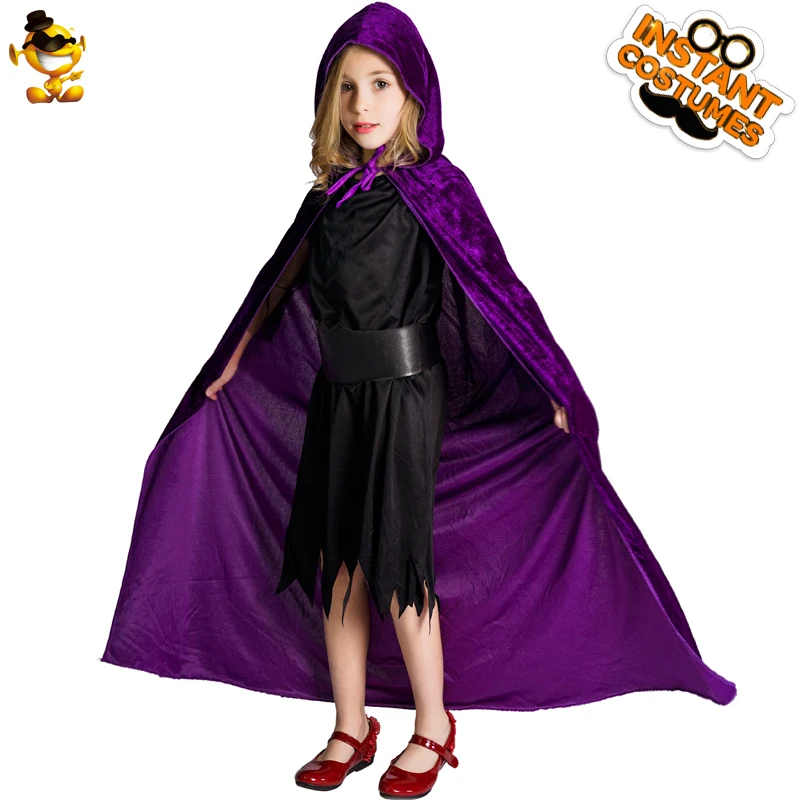 

Colored Cape for Girls Birthday Party Kids Princess Cosplay Dress up Halloween Costumes Long Witch Hooded Cape