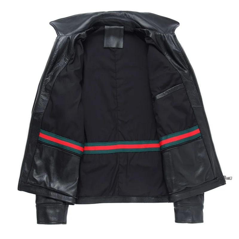 

Nice Shipping Motorcycle Jacket Men Leather Jackets 100% Cowhide Genuine Leather Jacket