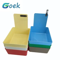 7pcs dental lab work pans colourful abs plastic work tray box durable storage case with metal clip holder for dental laboratory