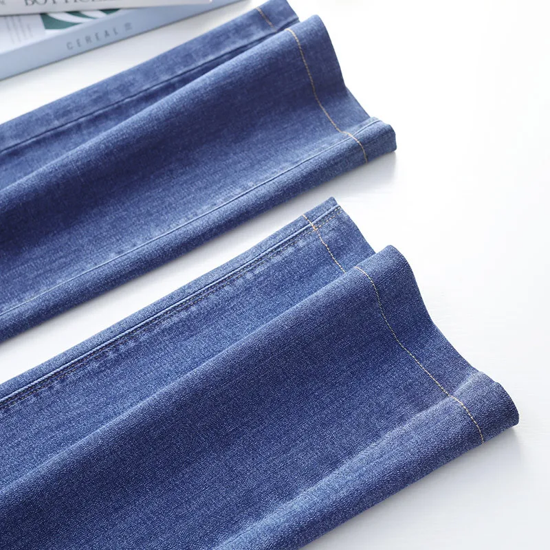 

LXUNYI M-9XL Denim Trousers Female Korean Style Drawstring High Waist Thin Loose Wide leg jeans Plus Size Pants pantaloni donna