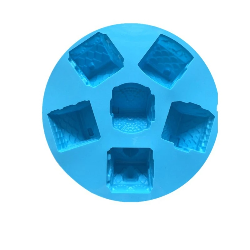 

Q0KE 3D Christmas Small House Cake Epoxy Resin Mold Bread Cookie Silicone Mould DIY Crafts Ornaments Making Tools