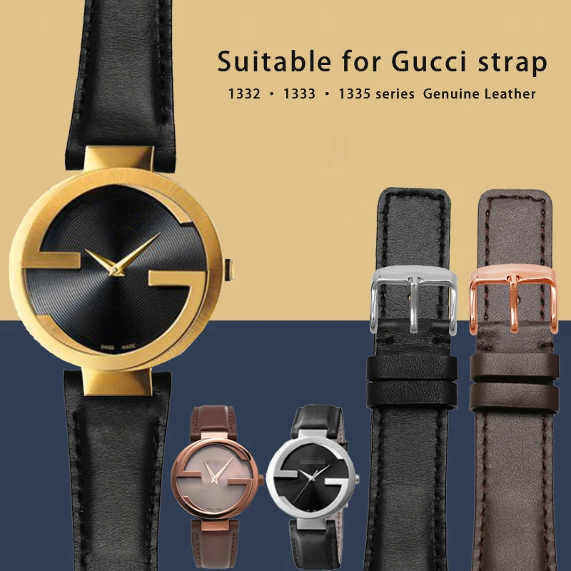 

Concave genuine leather Watch Band for Gucci 1332 1333 1335 Series Gucci Men and Women 16mm 20mm 22mm Watch Strap