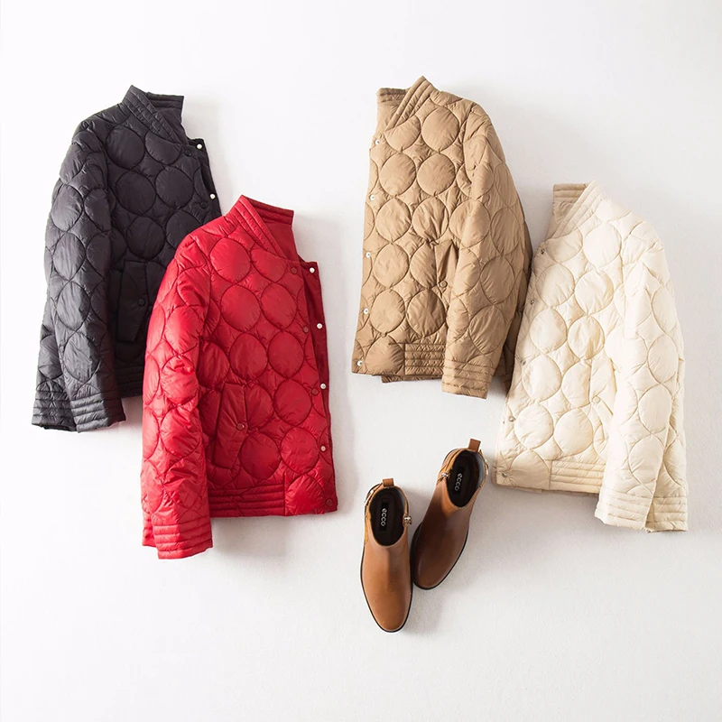 Fitaylor осень зима ультра легкие белые пуховики женские свободные короткие пальто